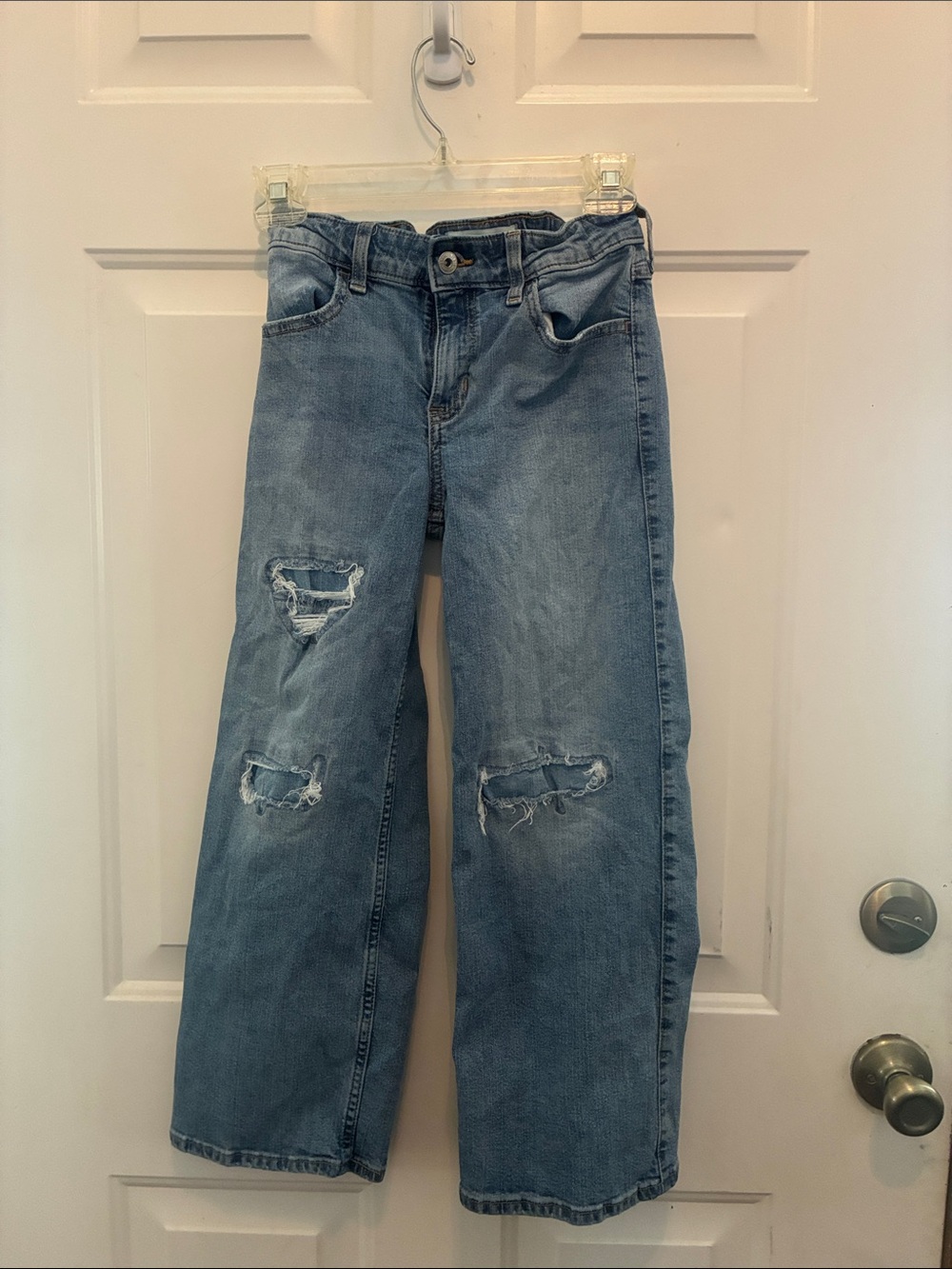 abercrombie kids Light Blue Wide Leg Distressed Jeans
